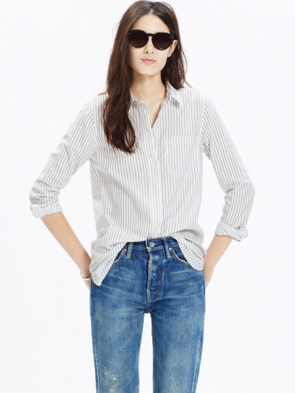 Madewell Ex-Boyfriend Button down Shirt in Napa Stripe / XX-SMALL